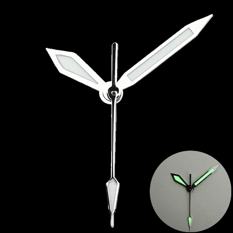Polished Watch Hands C3 BGW9 Green Blue Lume For NH35 NH36 Movement Mod Parts