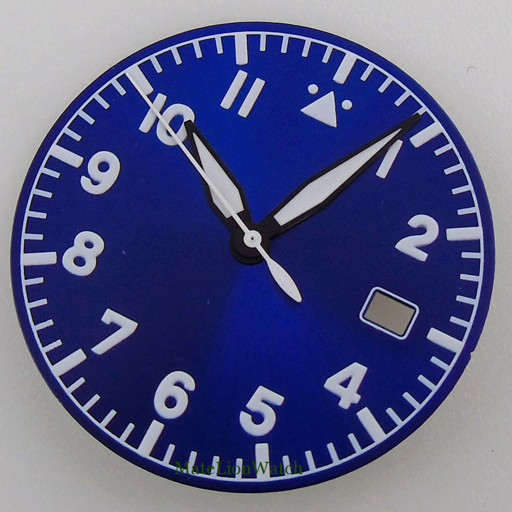 33.6mm Watch Dial+Hands Fit For NH35/NH35A Movement Green Lume Matte/Sunburst