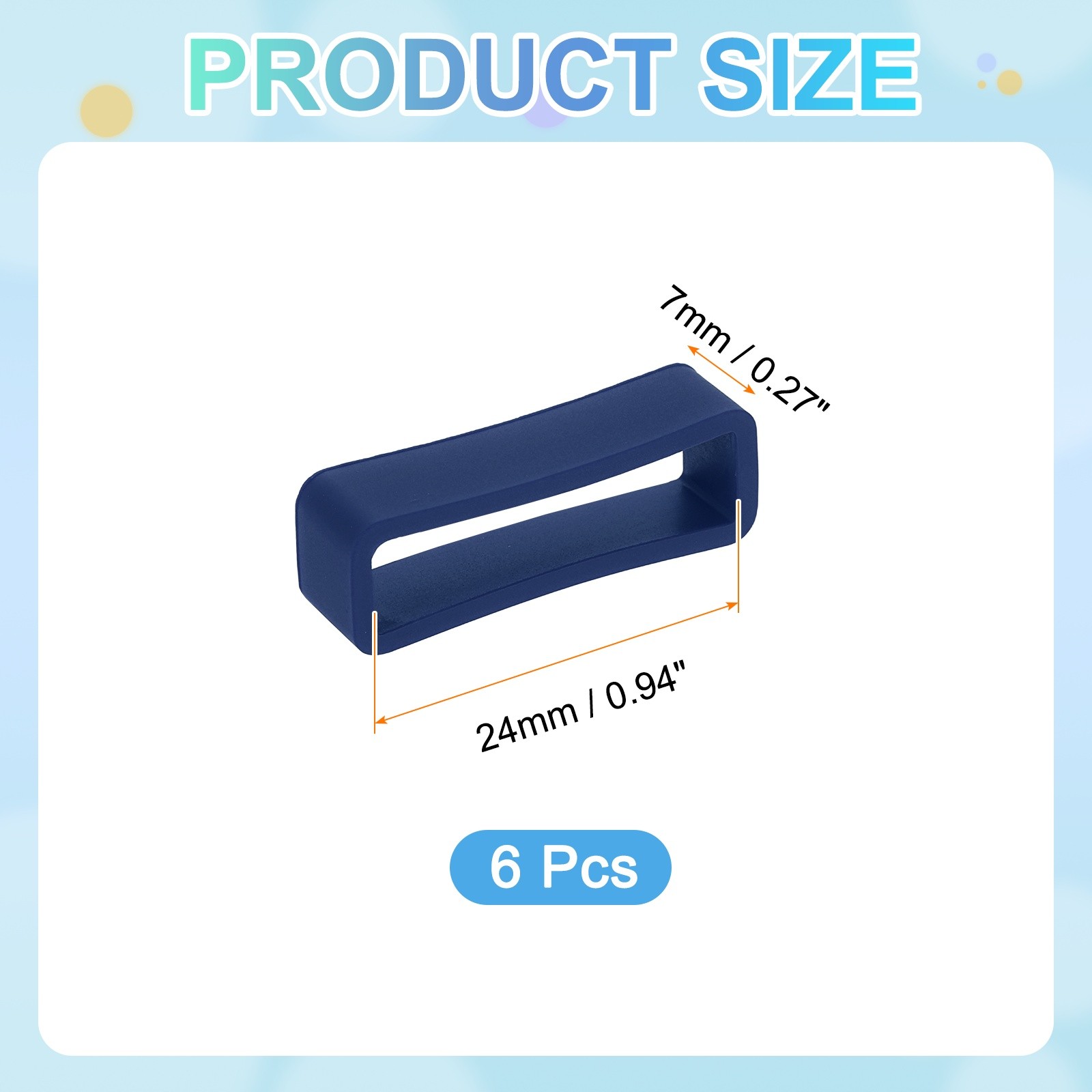 6pcs Watch Band Loop 24mm Silicone Watch Strap Retainer Loop Deep Blue