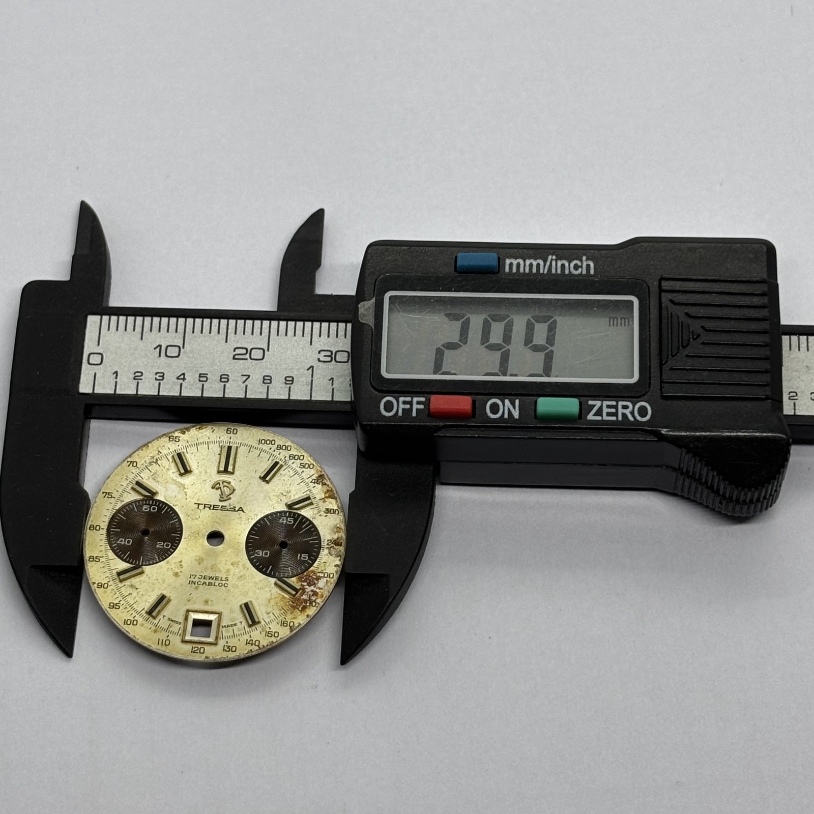 LOT OF 5 VARIOUS BRANDS WATCH DIALS FOR VALJOUX 7733 AND 7734 SOLD AS IS