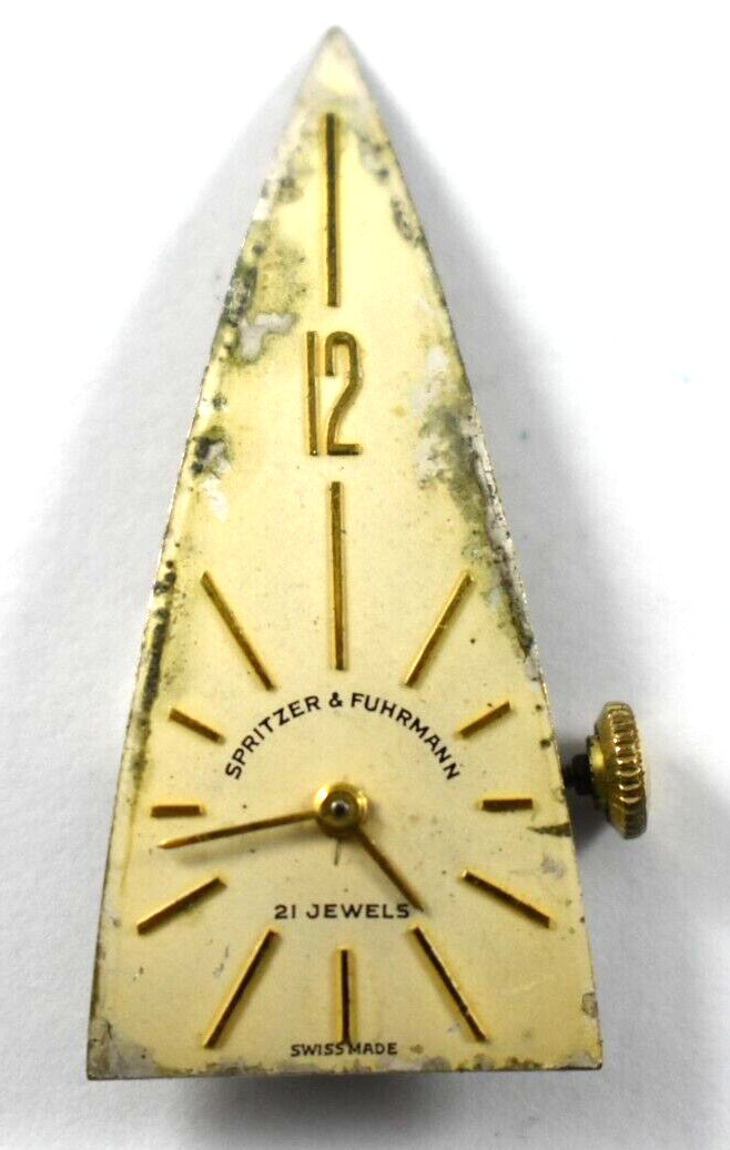 Vintage Sprtizer & Fuhrmann Triangle Dial 21J Wrist Watch Movement lot.qh