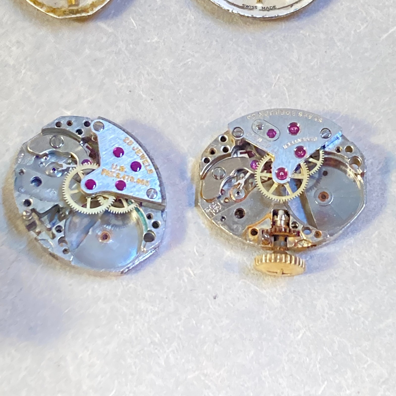 Vintage Watch Movement Hands & Parts 25 & 17 Jewel Non-Working Parts or Repair