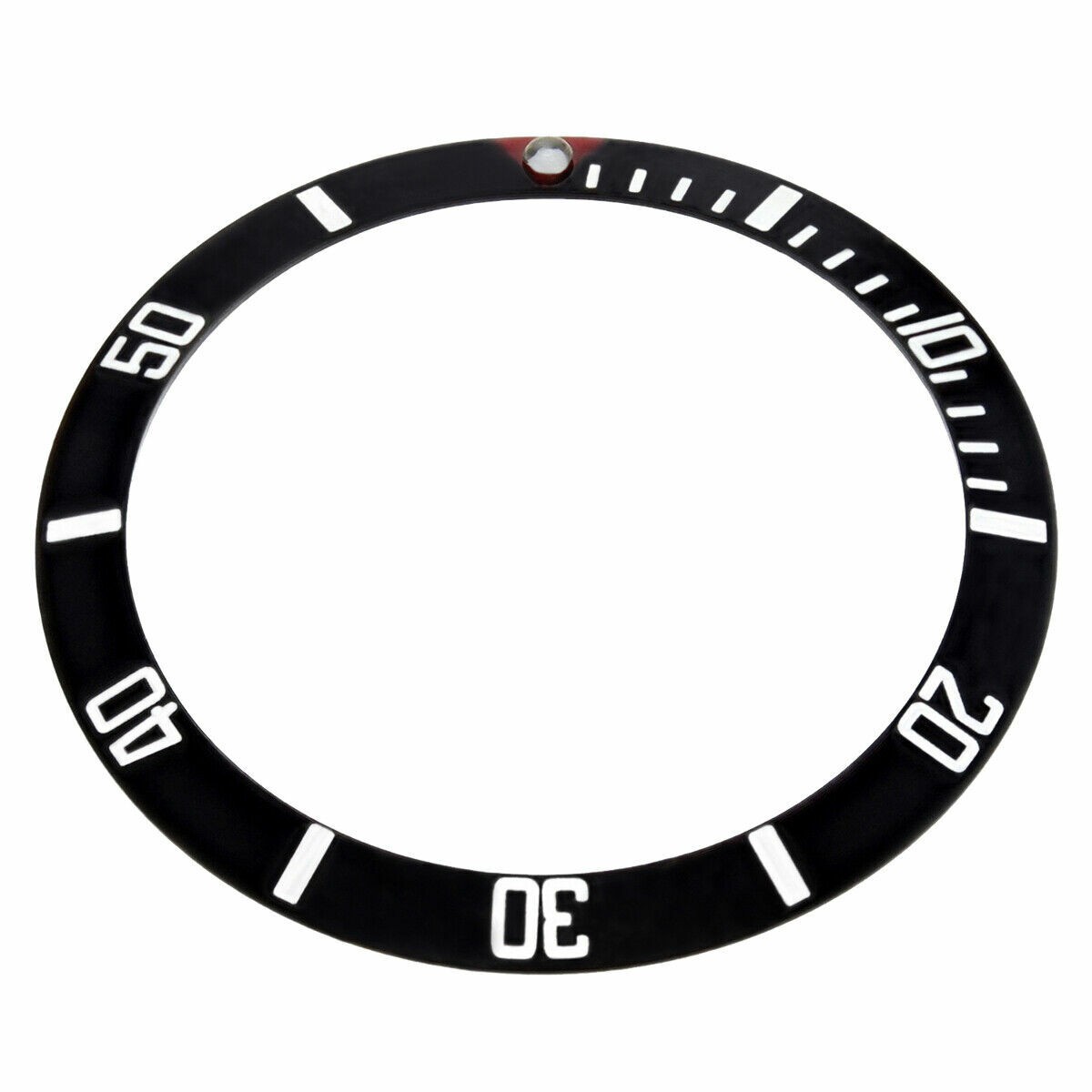 37.60MM X 30.70MM REPLACEMENT BEZEL INSERT BLACK WITH RED TRIANGLE MARKER @12
