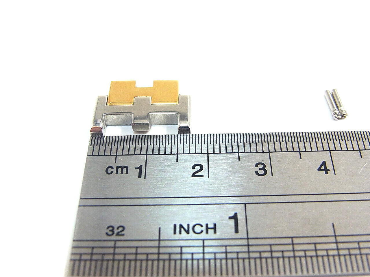 HERMES Carrick Watch Band Bracelet Genuine 17mm Link Gold Plated x St.Stell EX