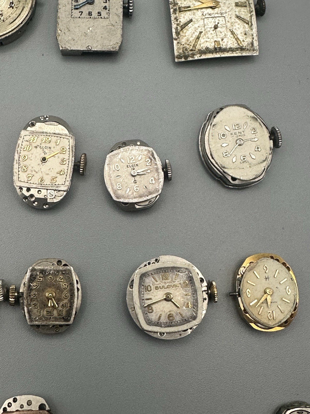 Lot of 22 Vintage Ladies Watch Movements For Parts Elgin Bulova Waltham Hamilton