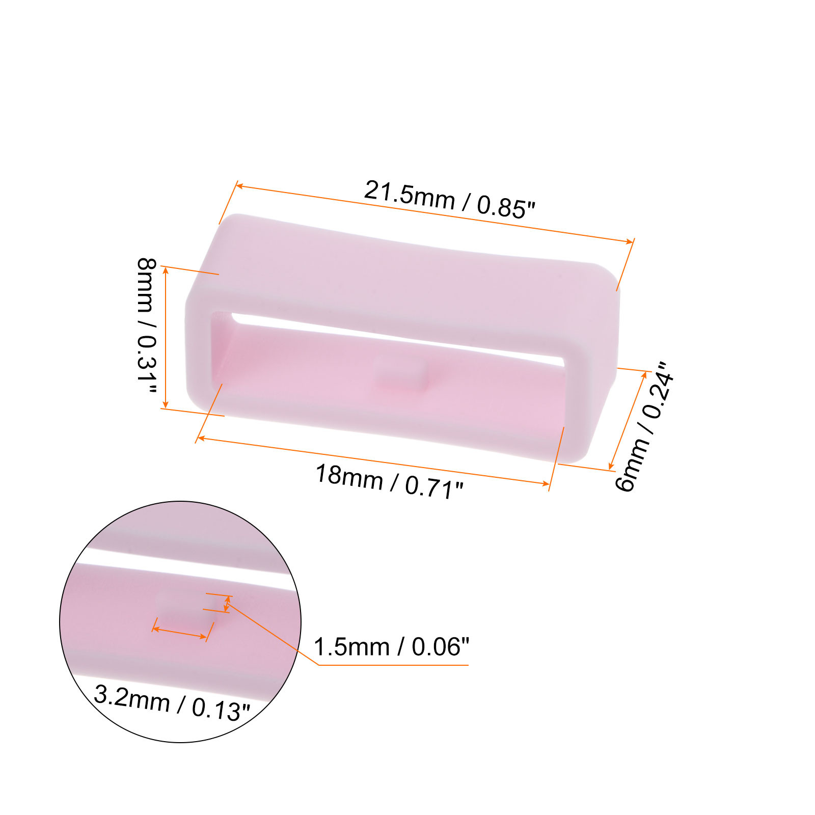 6pcs Watch Strap Loop Fastener Ring 18mm Rubber Watch Holder Keeper Light Pink