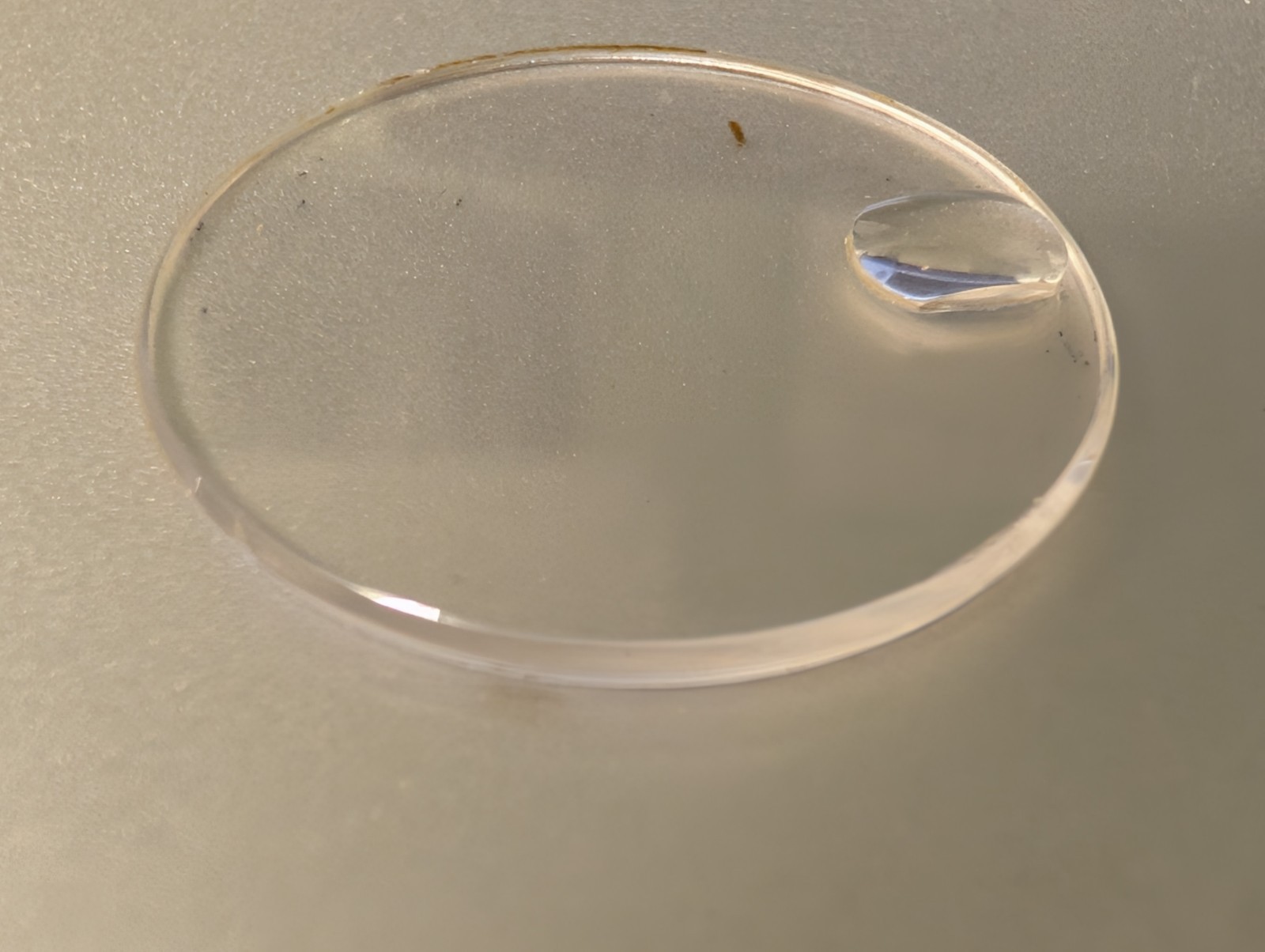 Genuine Rolex 246c Midsize Sapphire Crystal used, 25.3mm diameter loupe cracks