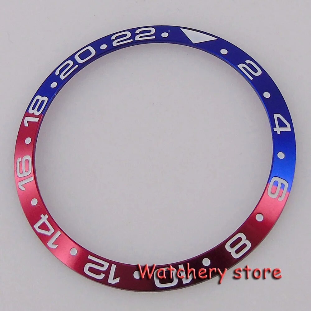 37.1mm*31.3mm Sloping Watch Bezel Blue Aluminum Insert For 40mm GMT Watch Men