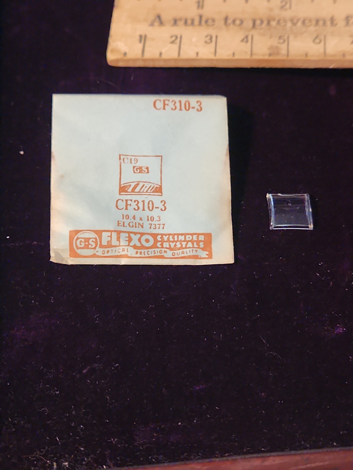 Germanow-Simon Mach (GS) CF310-3 Watch Crystal 10.4×10.3 NOS Part Flexo Elgin