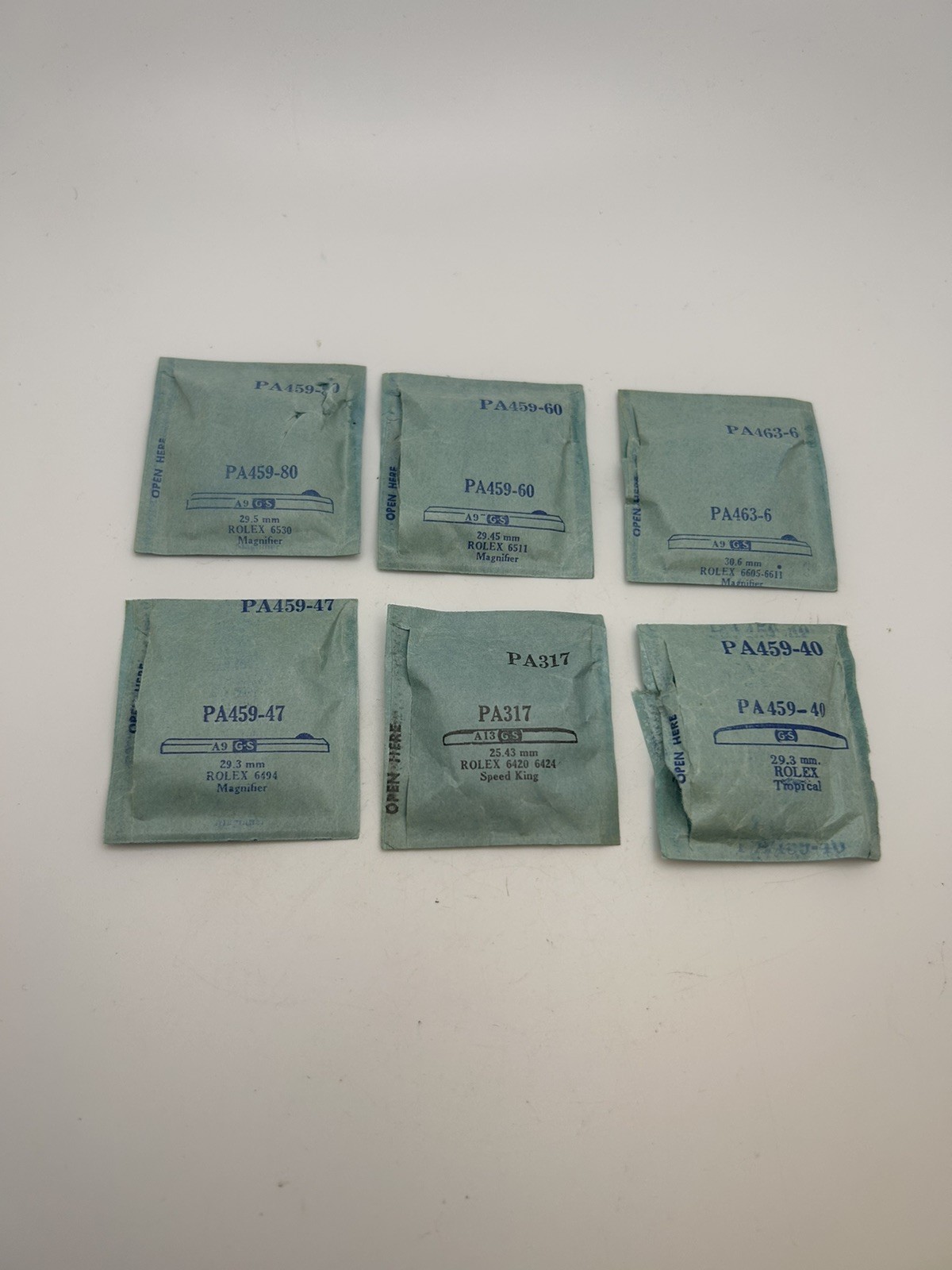 NOS Vintage Rolex Crystal Lot – Tropical, Speedking, ETC