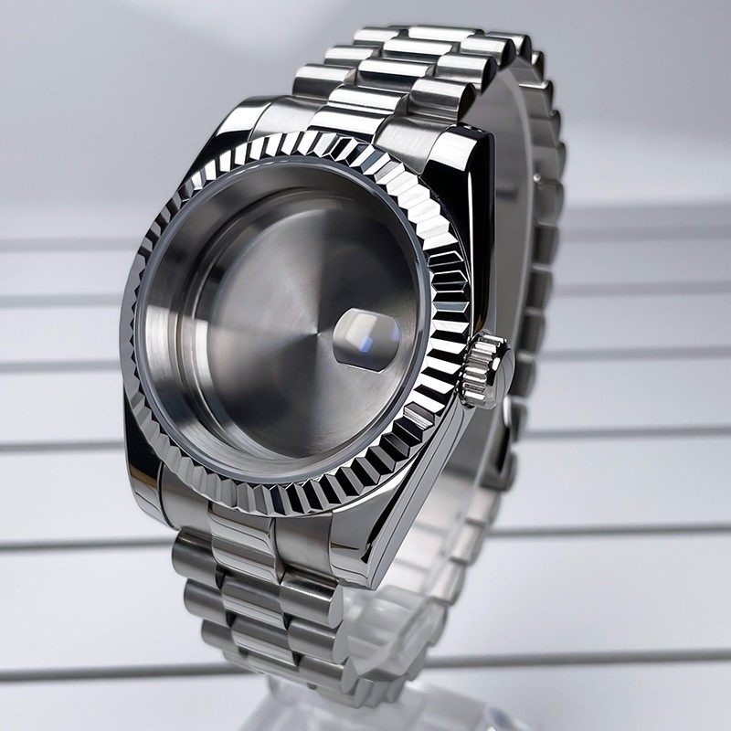 39mm NH35 Case DJ Bezel President Bracelet Sapphire Glass For NH35 NH36 Movement