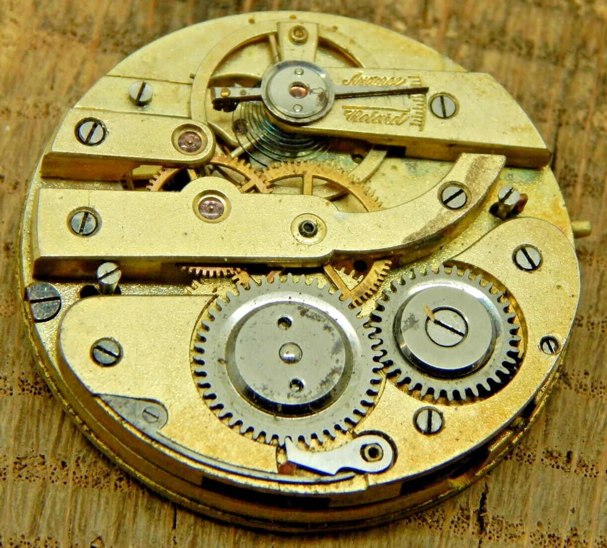 Antique Vintage Pocket watch movement bridge plate gilt finish 39.8mm 18L