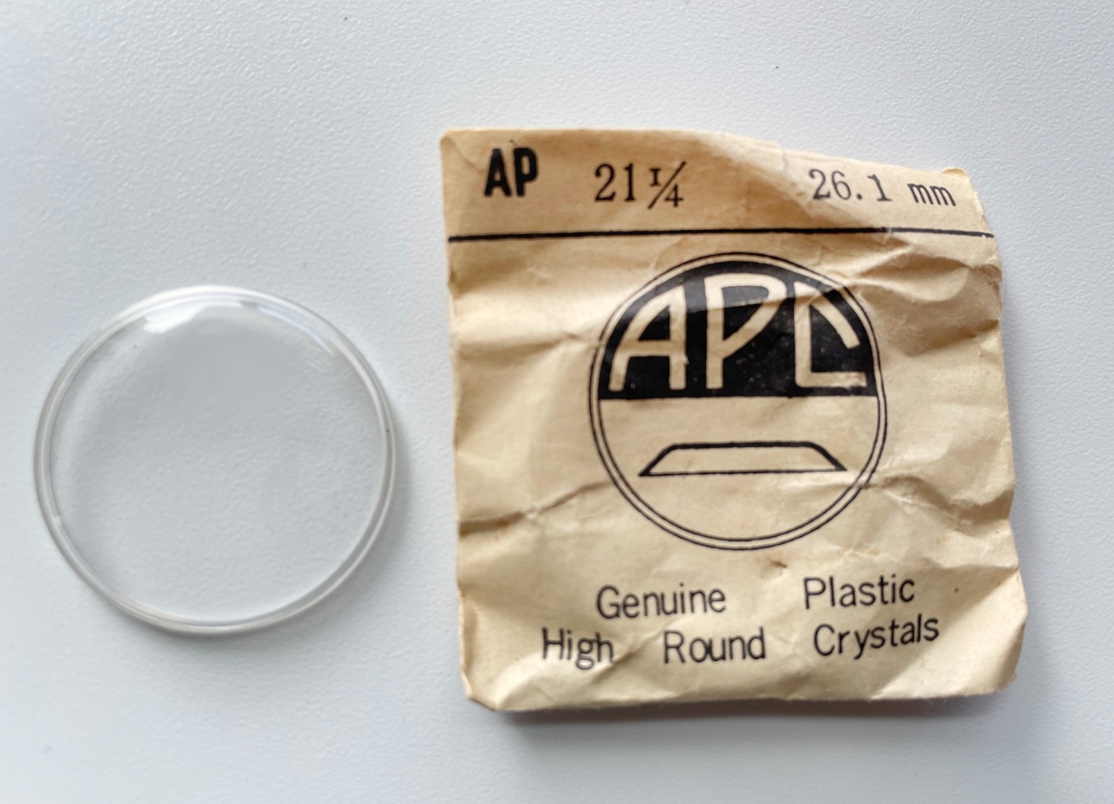 APC Watch Crystal Genuine High Round Plastic 26.1mm 21 1 /4 NOS Vintage Japan