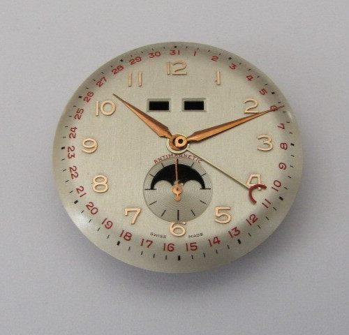 VENUS 203 dial with hands, triple calendar moonphase small second NOS SM, RAR!