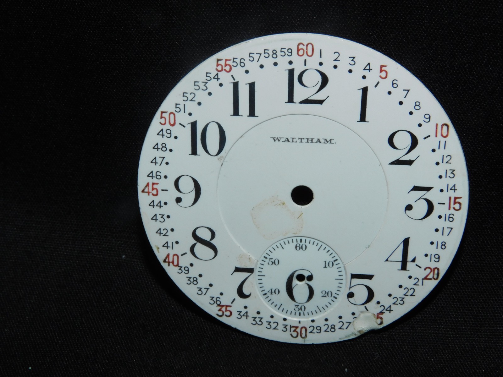 VINTAGE WALTHAM RAILROAD POCKET WATCH ENAMEL DAIL ONLY-FREE SHIPPIN