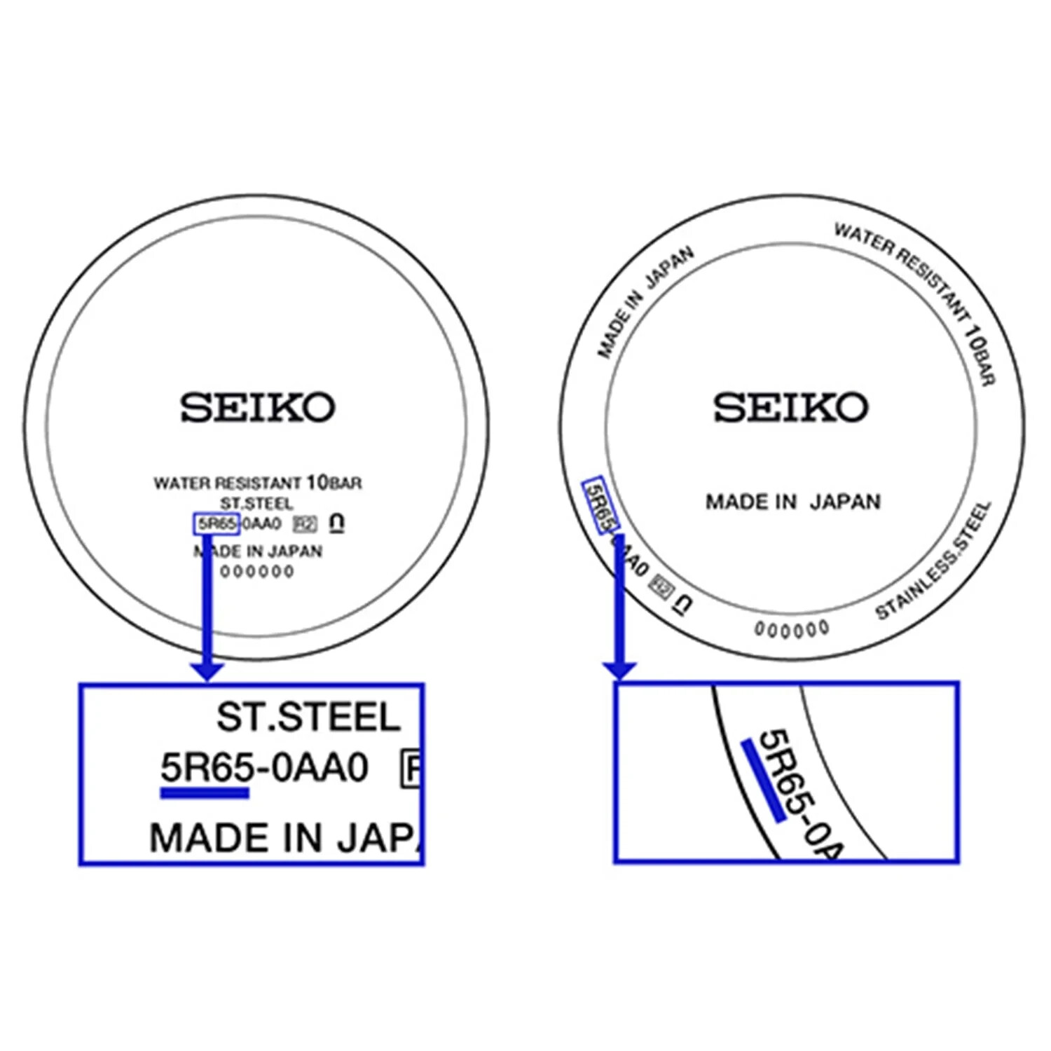 ORIGINAL SEIKO STEEL w/ RED STRIPE CROWN/STEM 1E65A3SNW0 for 8F56-0020