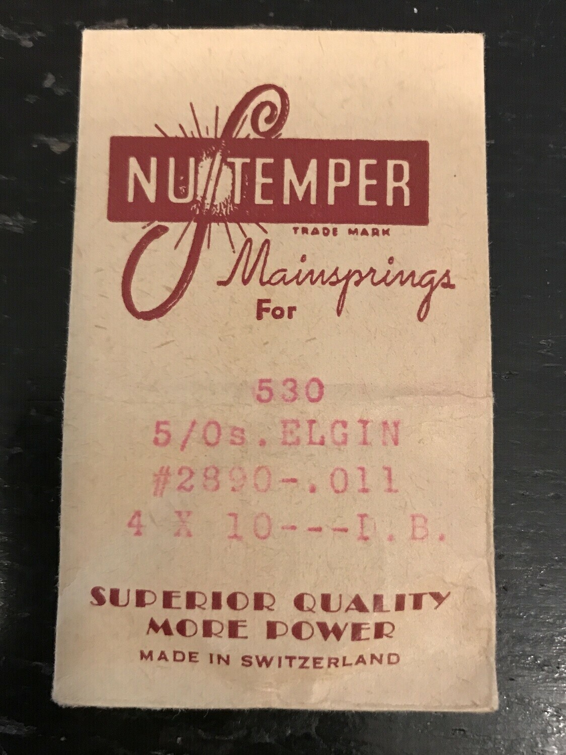 NuTemper Mainspring #530 for Elgin 5/0s & 6/0s Factory No. 2890 – Steel