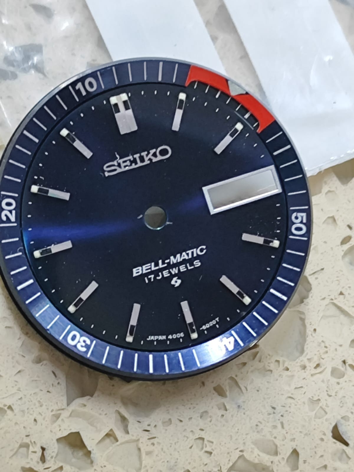 Original SEIKO Bell-Matic 4006-6030/6031 Part BLUE DIAL & INNER dial Ring NOS
