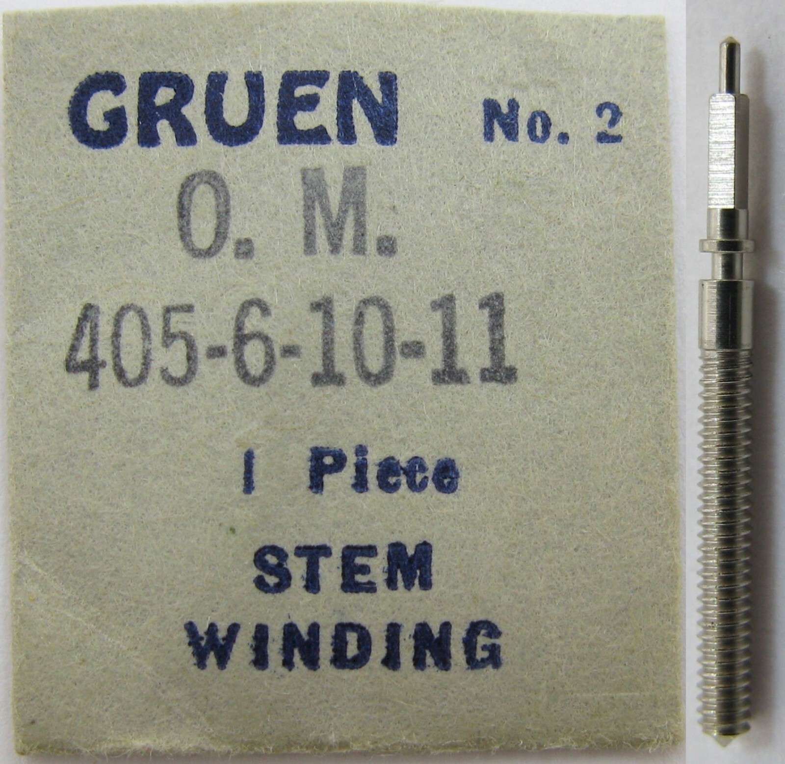 Gruen 405 406 watch movement part 401 winding stem * OM shaft 1.1 mm & tap 8 *