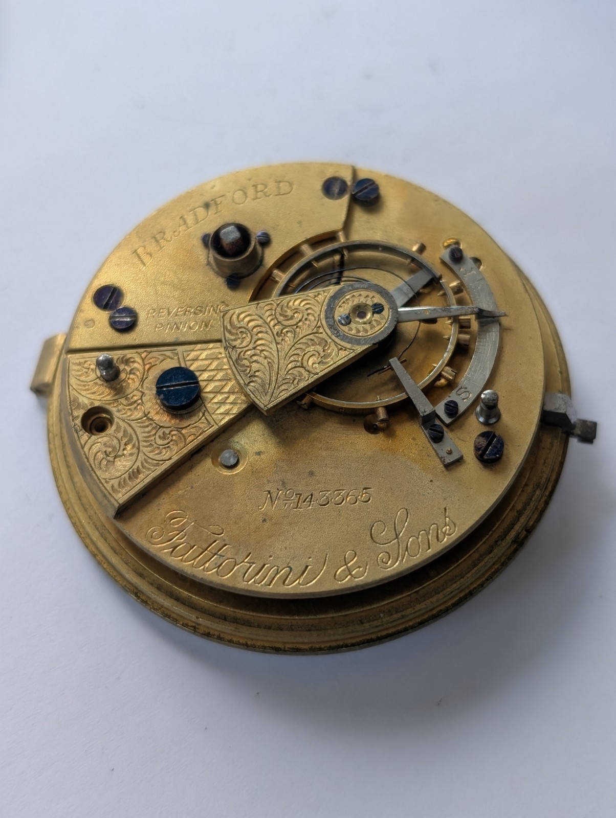 Vintage Fattorini & Sons Key Wind 46.36mm Pocket Watch Movement (Spares/Repairs)