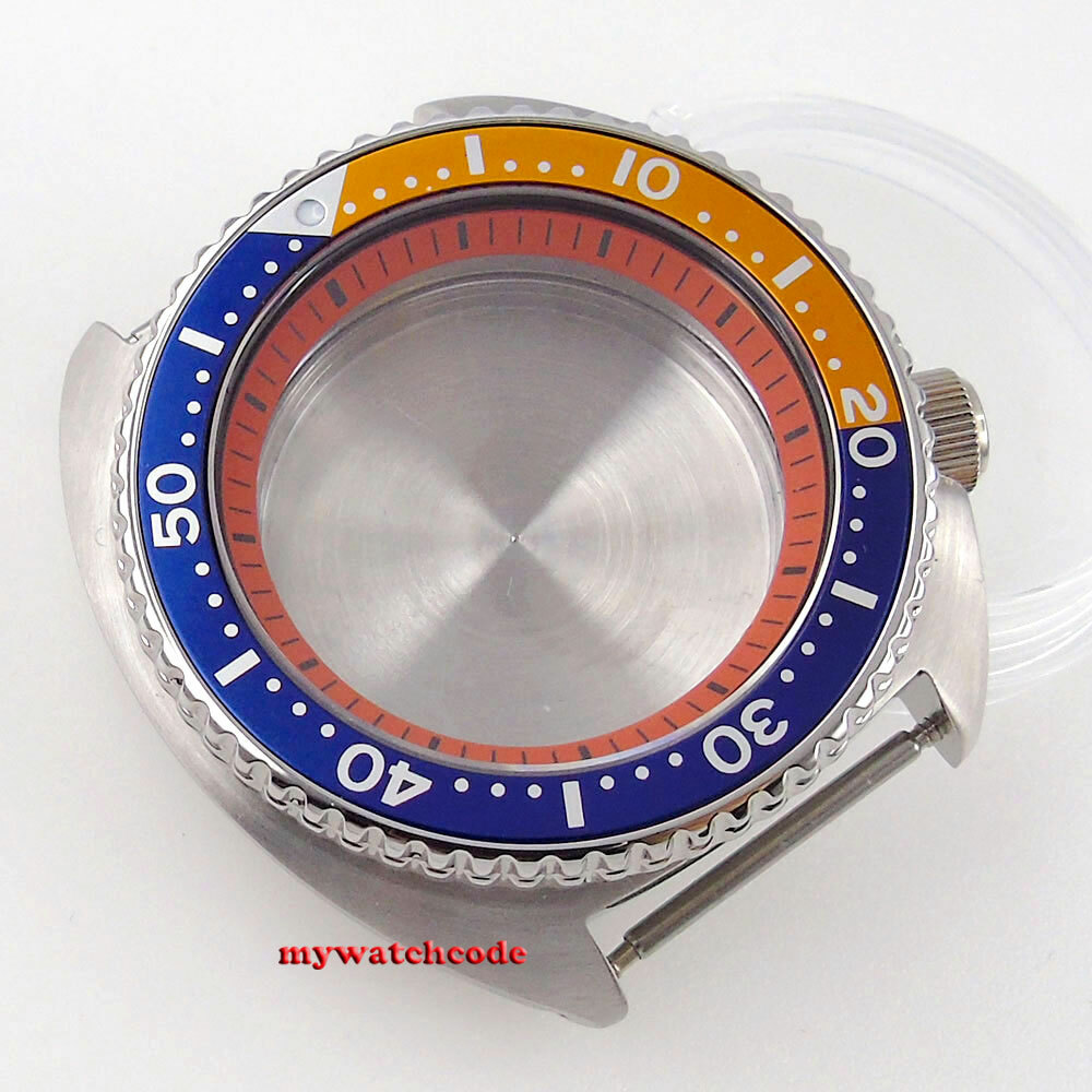 45mm White Chapter Ring Steel Watch Case Sapphire Glass fit NH35 NH36 movement