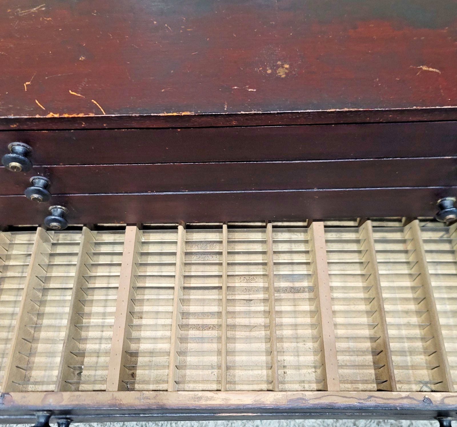 Antique Watchmaker Crystal Cabinet 5 Drawer Wood 1040 Slots Storage Solid Wood