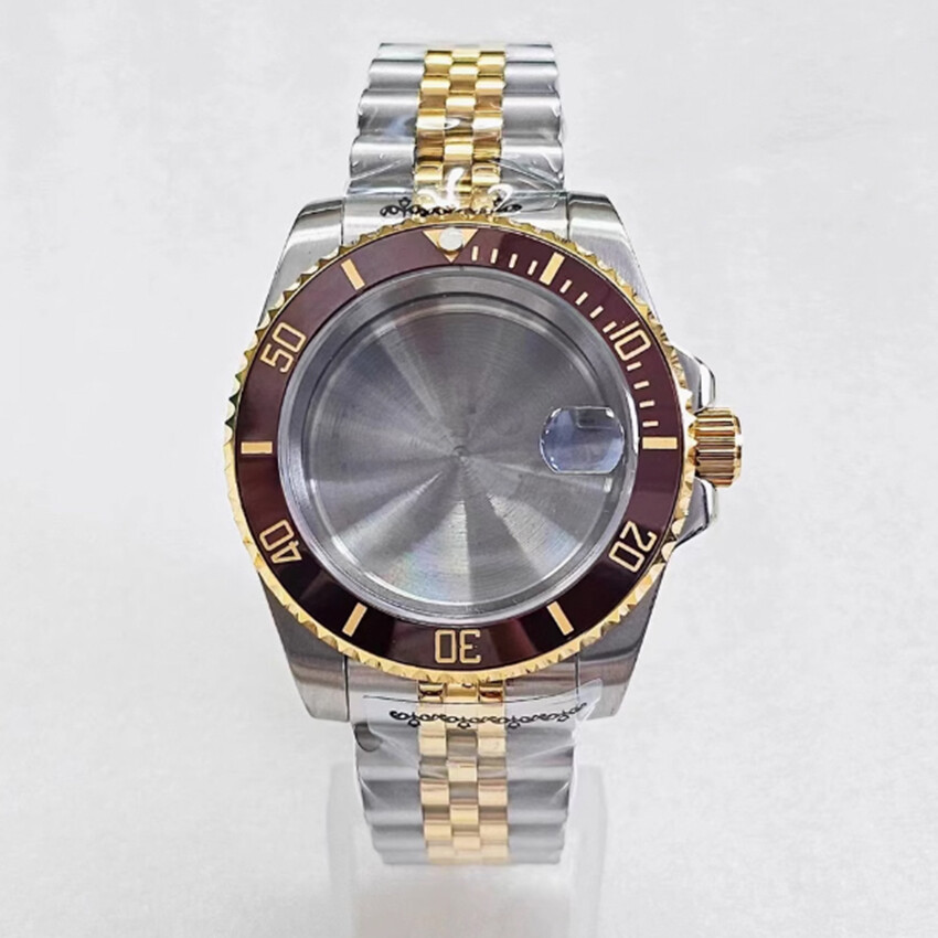 40MM Watch Case Inter-gold Strap + Bezel Sapphire Glass for NH35/36/4R Movement