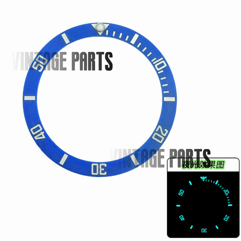 Blue 38mm full luminous carbon fiber sub bezel insert fit for RLX skx 007 watch