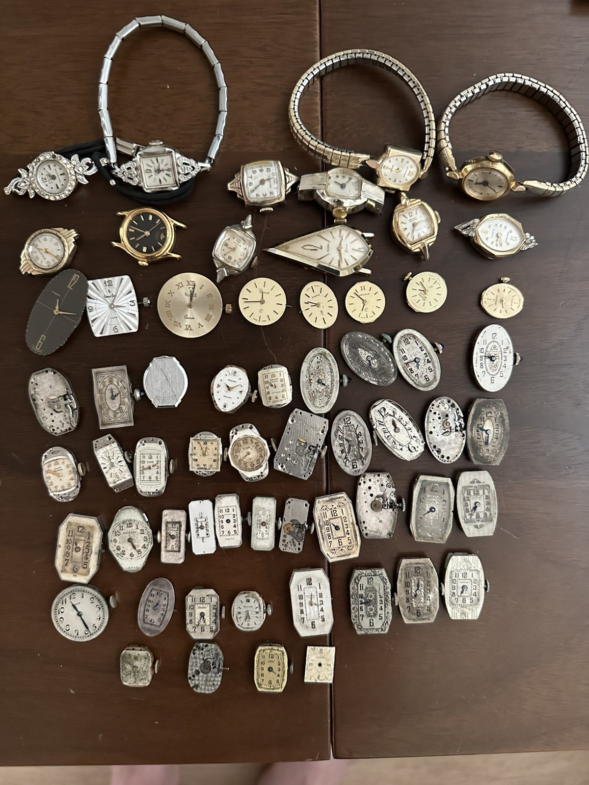 Vintage 60+ Ladies Watch Movement Lot Gruen Elgin Waltham Bulova Elgin Swiss
