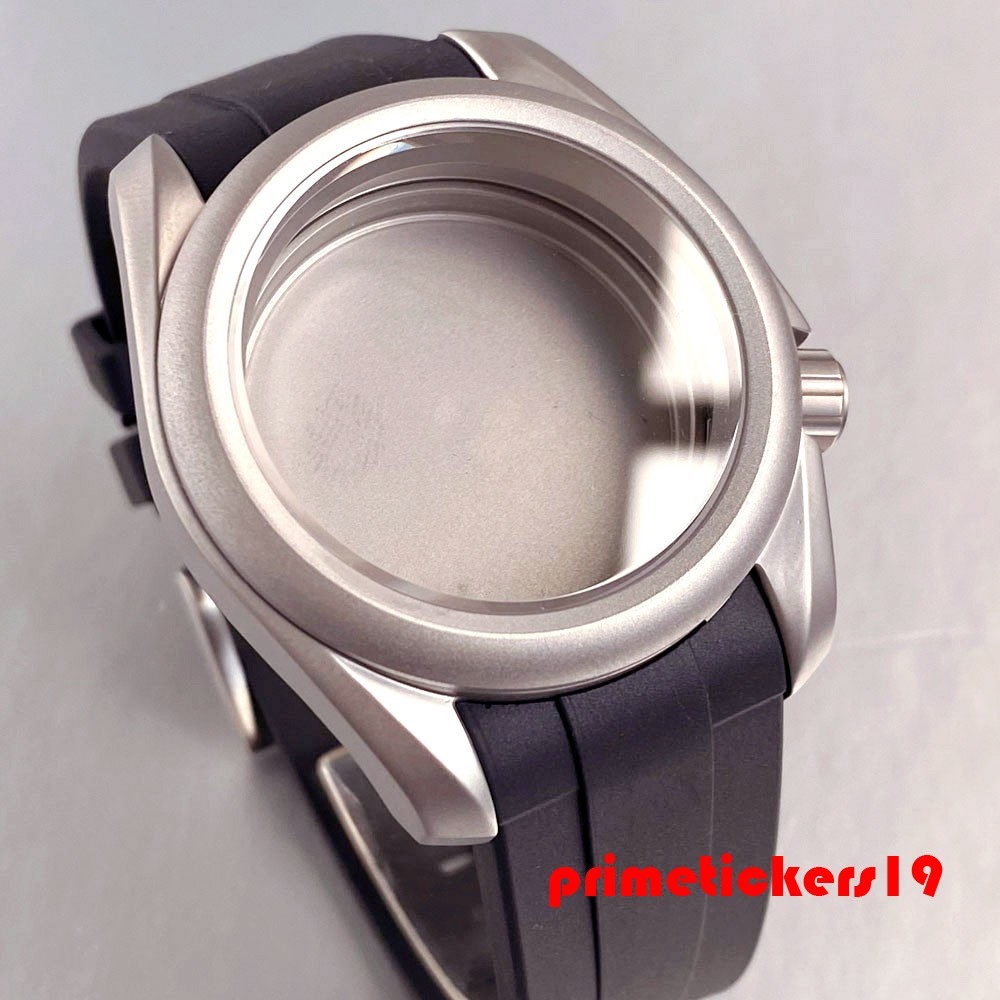 Steel/Titanium 40mm Watch Case+Silicone Band Sapphire 3.8 Crown Fit NH35 PT5000