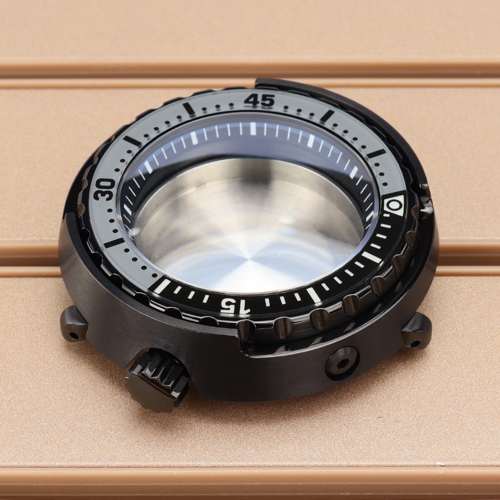 Black 47mm Watch Case Tuna Can Mod For Seiko NH34 NH35 NH36 Movement 28.5mm Dial