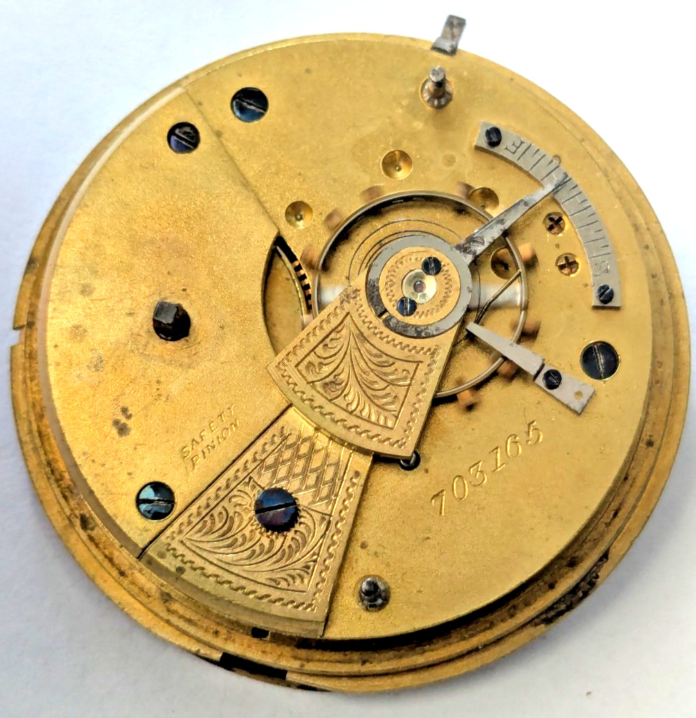 Antique E. Wise Manchester English Pocket Watch Movement Parts/Repair 49.9mm 28