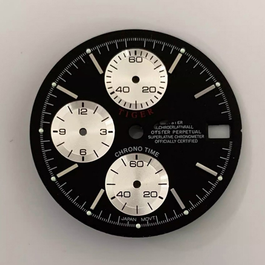 29.8mm Multifunctional Watch Dial Six Hands Green Luminous For Vk67 Movement