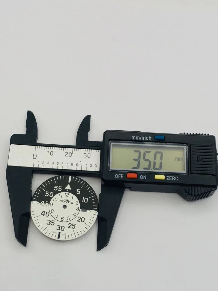 Black/white 2 tone fortis cockpit flieger gents watch dial,35mm.fits cal 2824,28