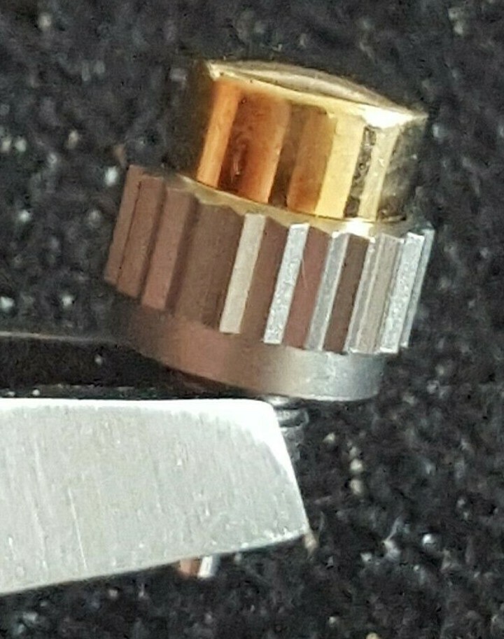 Omega Pusher Part Number 086-0075TI-BA, Titanium-18KT Yellow Gold Cap