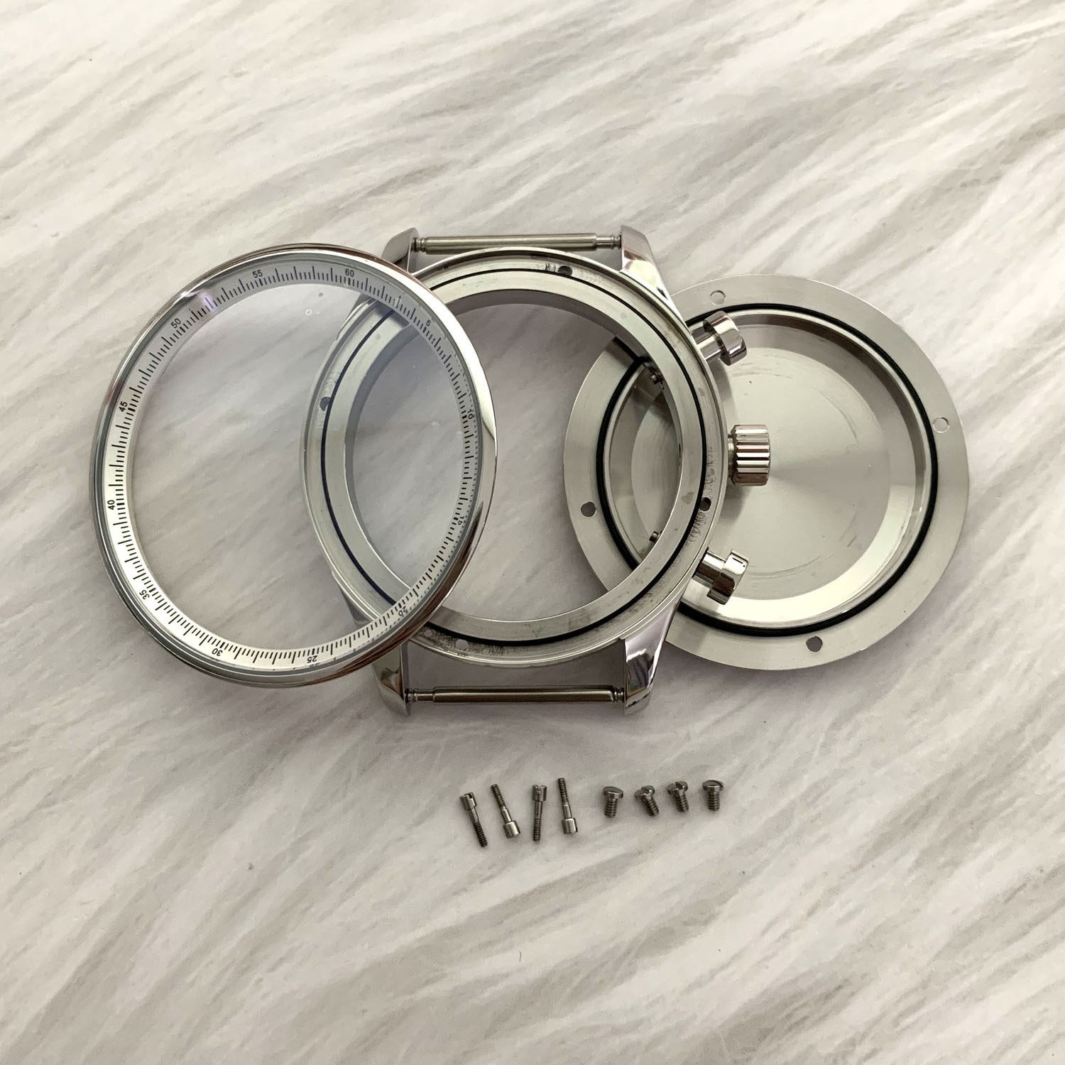 41mm Stainless Watch Case 34.6mm Watch Dial For Vk61 Movement Replacement Parts