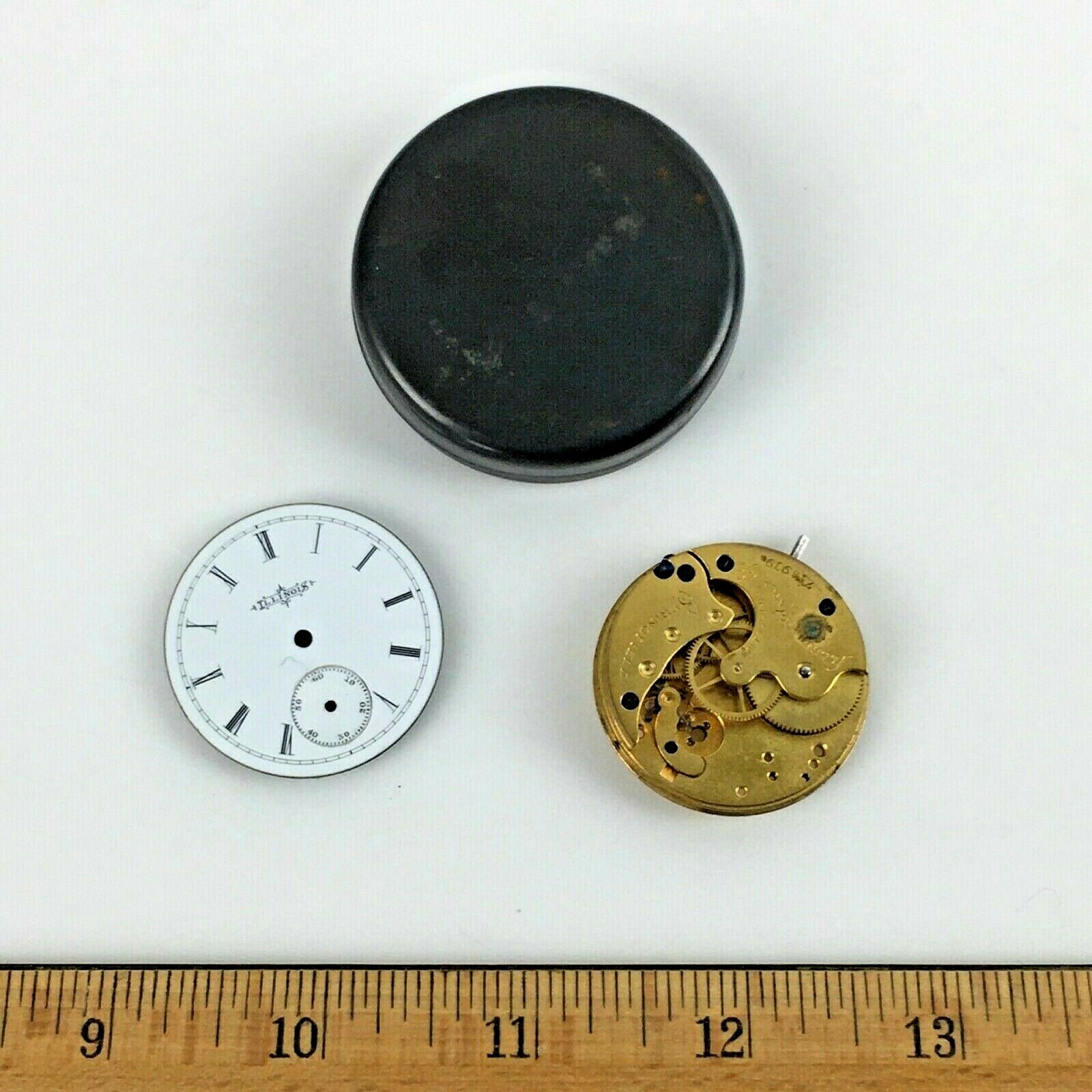 1890 Illinois Springfield Pocket Watch 6s Movement Face Tin Parts Repair Antique