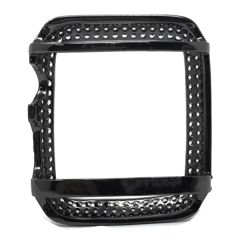 MENS APPLE SERIES # 1 BLACK ON STERLING SILVER WHITE LAB DIAMOND 42MM CUSTOM NEW