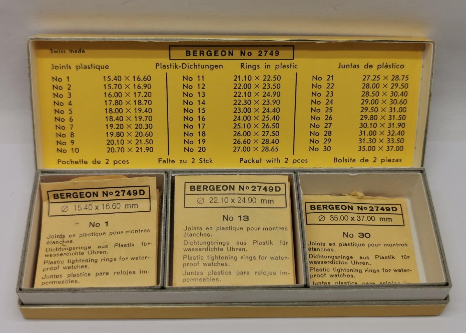 Vtg Bergeon No 5421 Tubes for Watch Crowns & 2749 Waterproof Tightening Rings