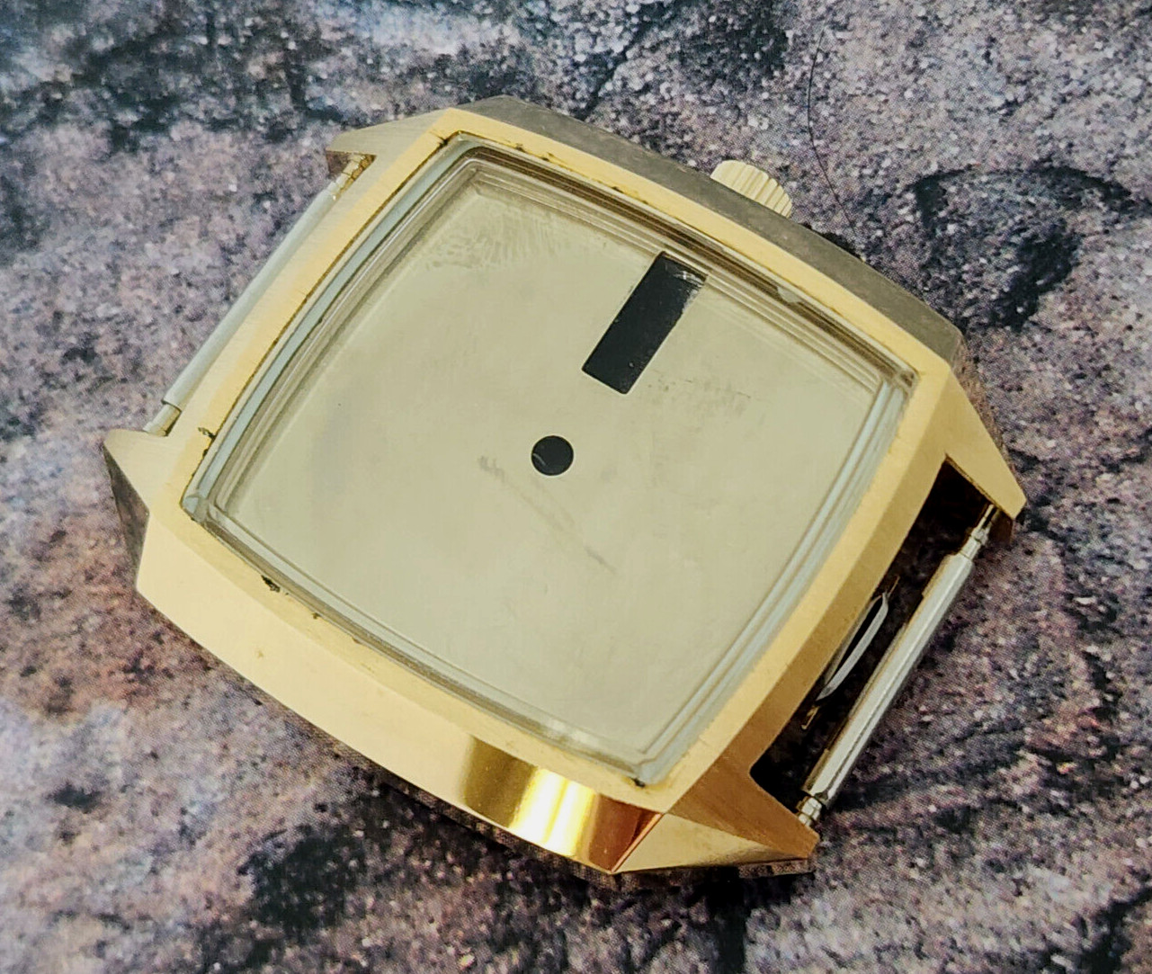 NOS NICE VINTAGE KING SEIKO KS GOLD TONE SGP CASE 5246-5030 CASE CRYSTAL CROWN 2