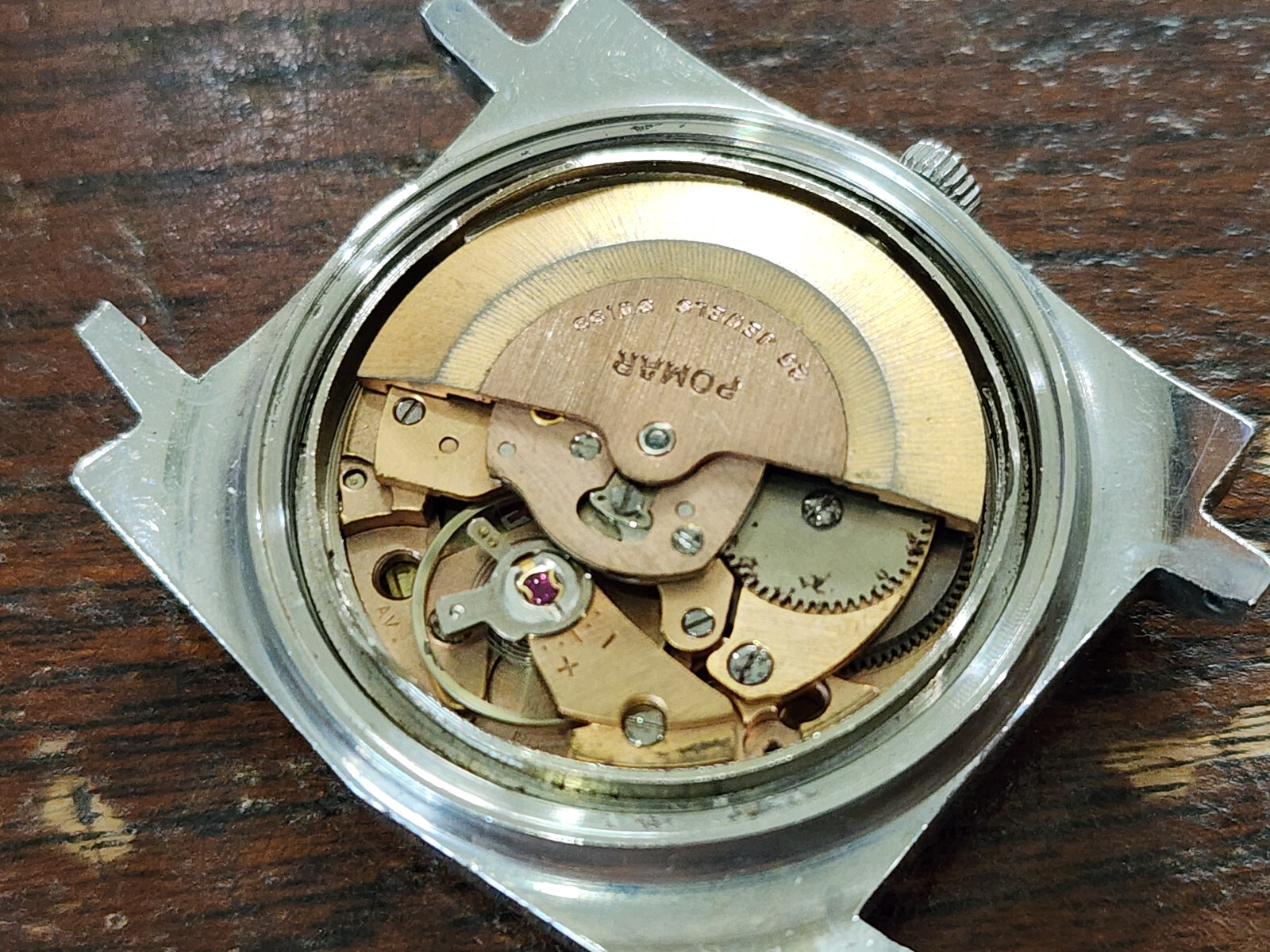 Vintage Pomar Automatic Men’s Wristwatch Movement AS 1913 for fix or parts .