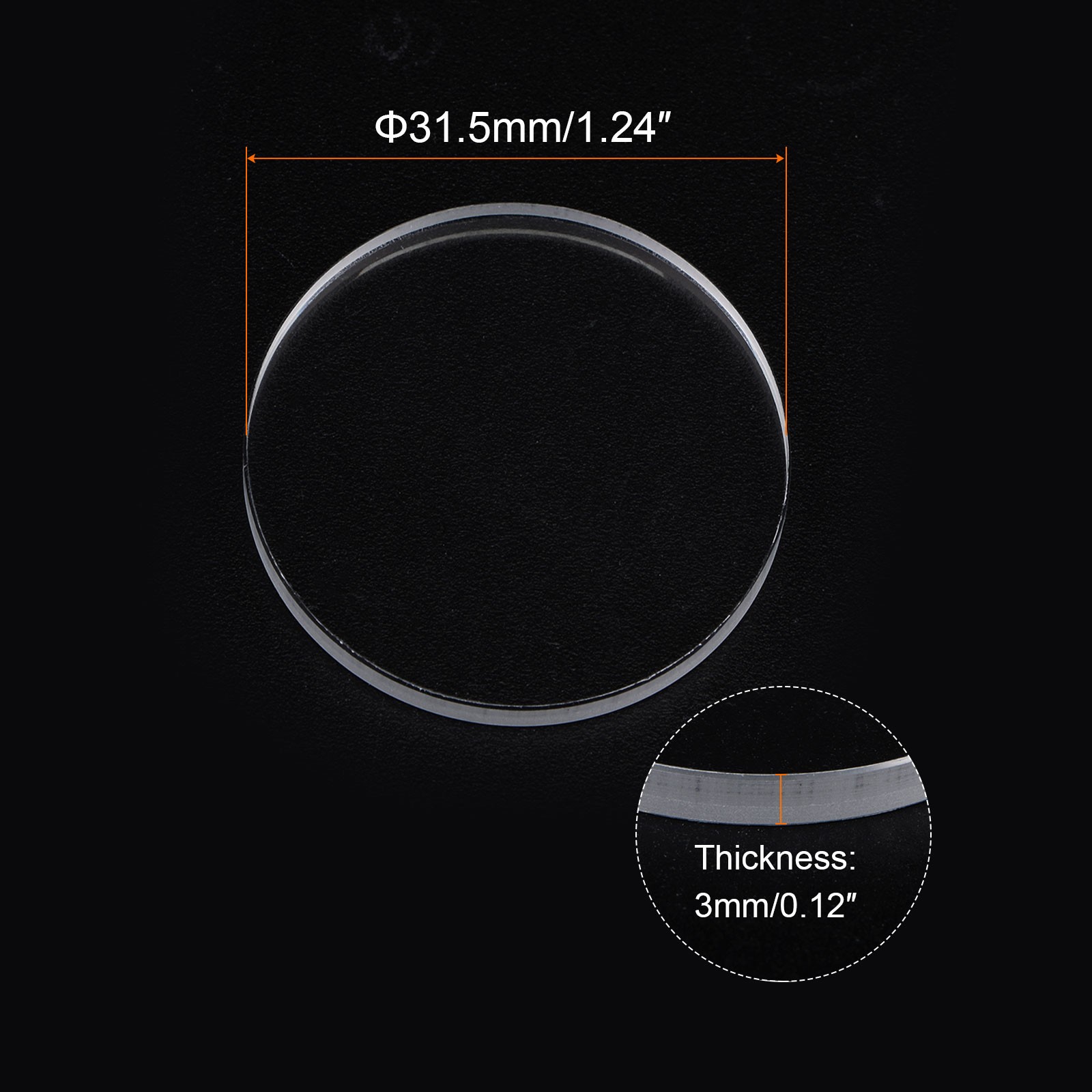 2pcs 31.5mmx3mm High Transmittance Watch Crystal Lens Glass Round Flat Mineral