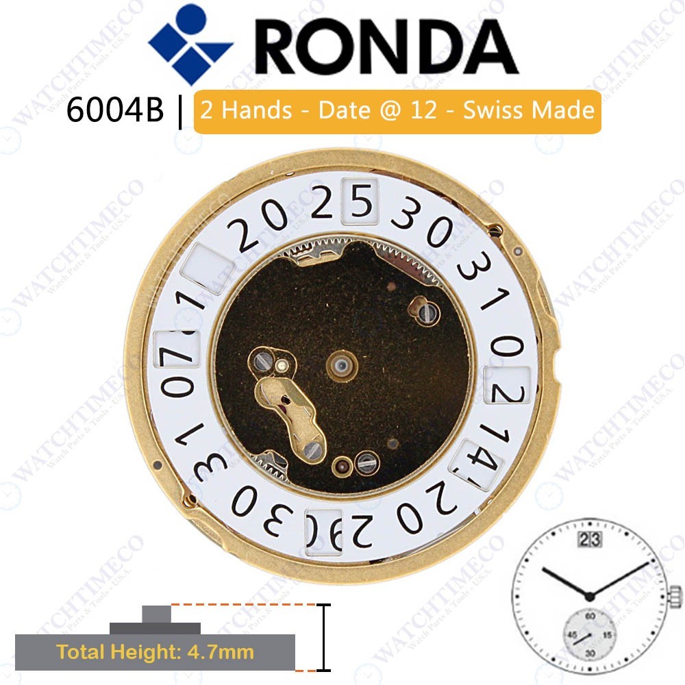 Genuine Ronda 6004B Watch Movement Swiss Parts/Swiss Made (Multiple Variations)