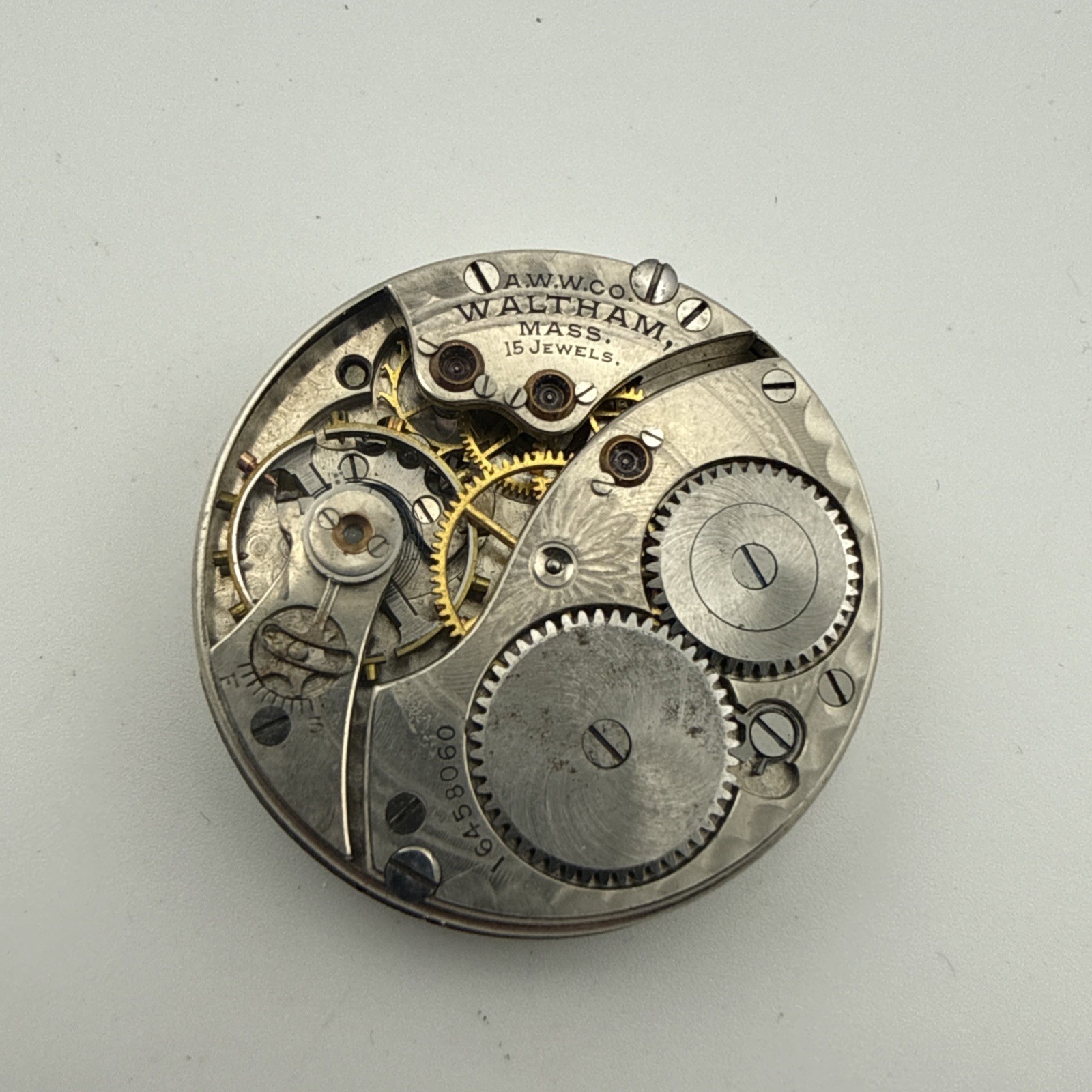 WALTHAM GRADE No. 165, 0s 15j 17908837 WATCH MOVEMENT GOOD BALANCE WHEEL – AS IS