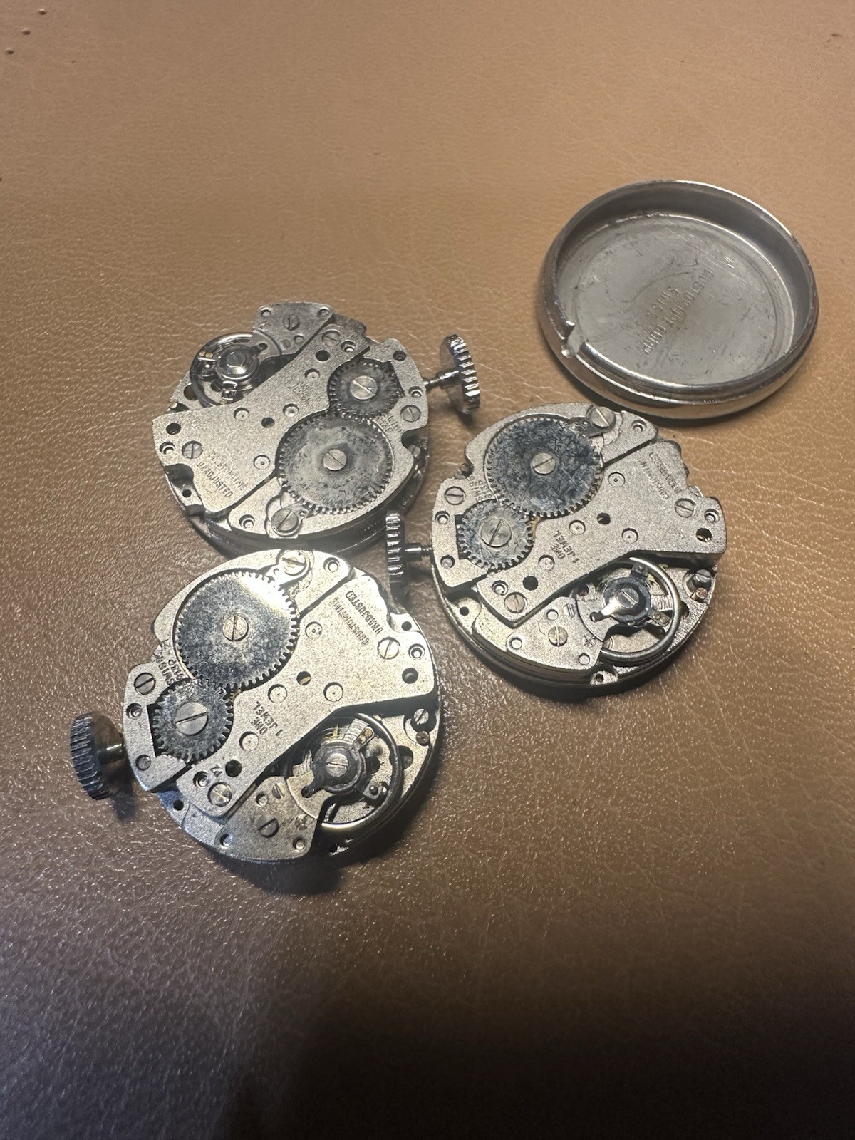 Lot 3 Cadillac Swiss 913P 17J Watch Movements 1 Runs Parts Repair Dials