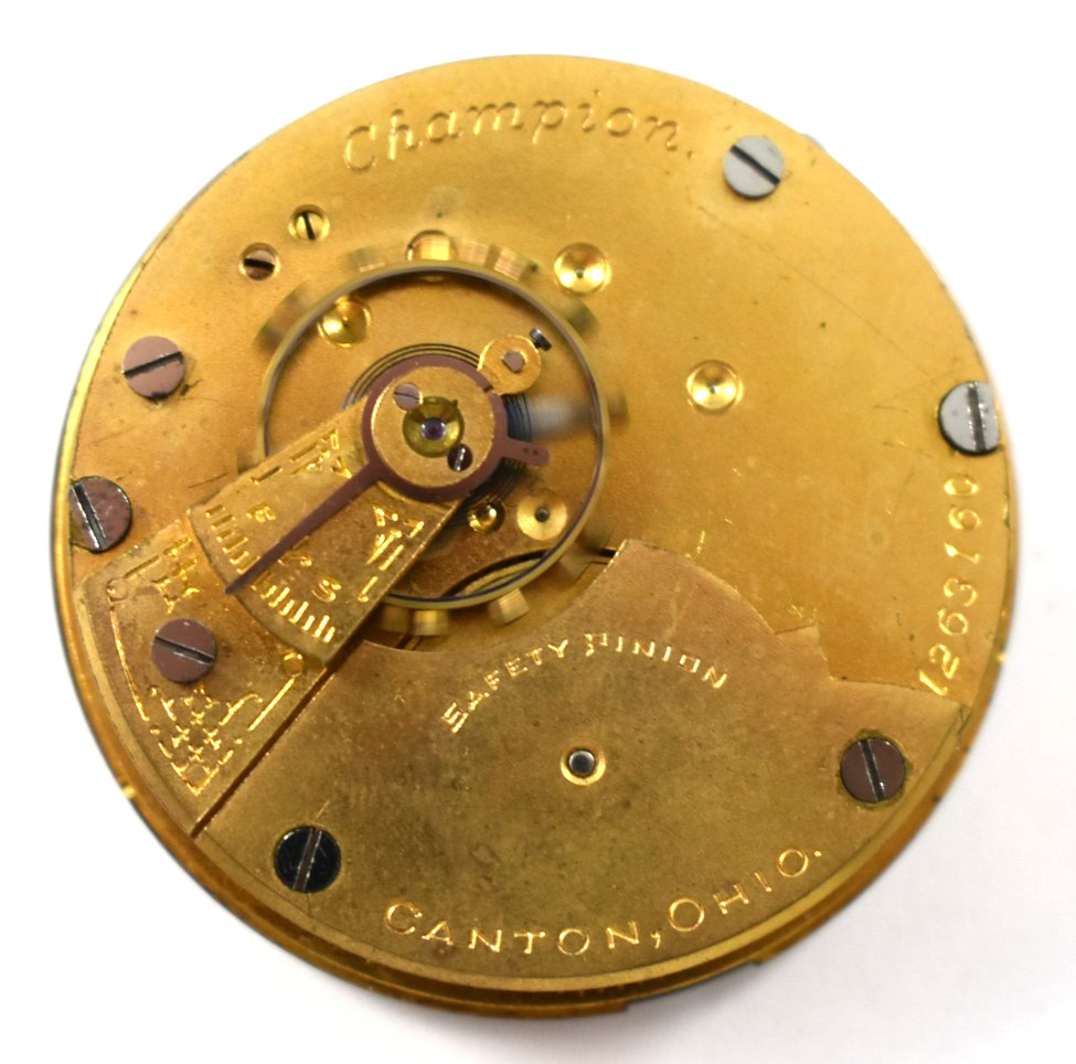 Vintage Hampden Champion 18s 7J Hunting Pocket Watch Movement lot.wq