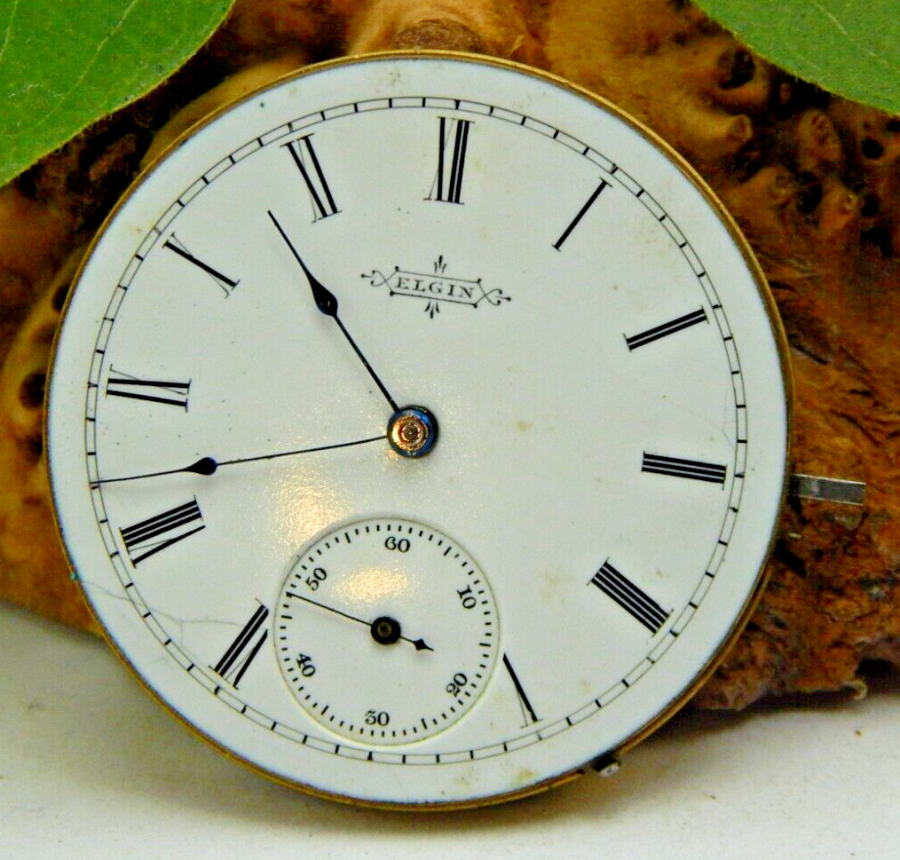 Antique Pocket Watch Movement 1888 Elgin 65 6 size 13 jewel hunting lever Set
