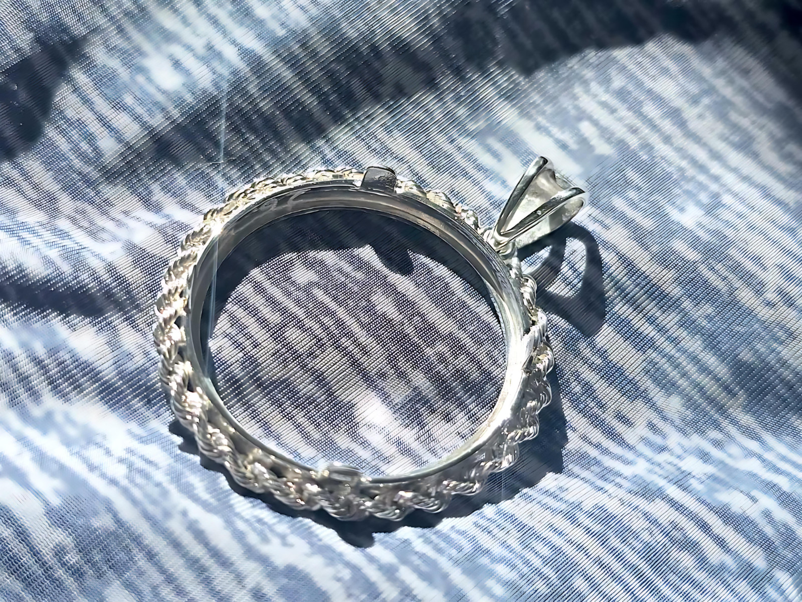 925 Sterling Silver Prong Back Illusion Rope Bezel for 26mm Susan B Anthony