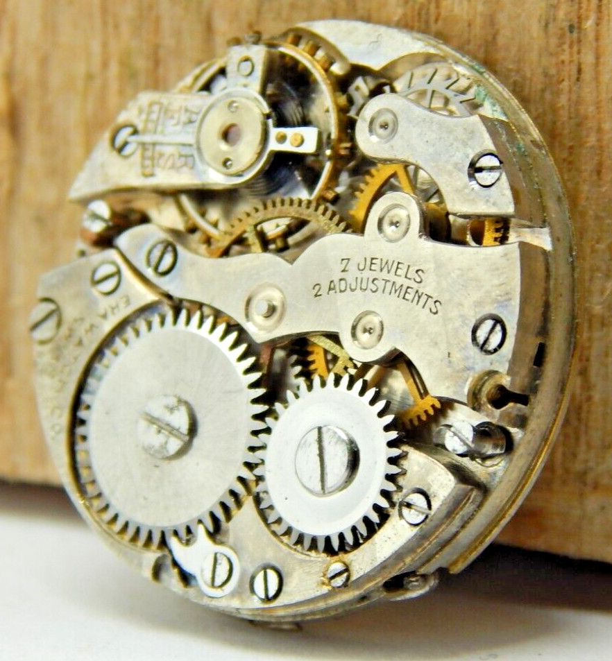 Vintage ERA watch co 7j 2 adj 8/0 size Good Luck openface pocket watch movement