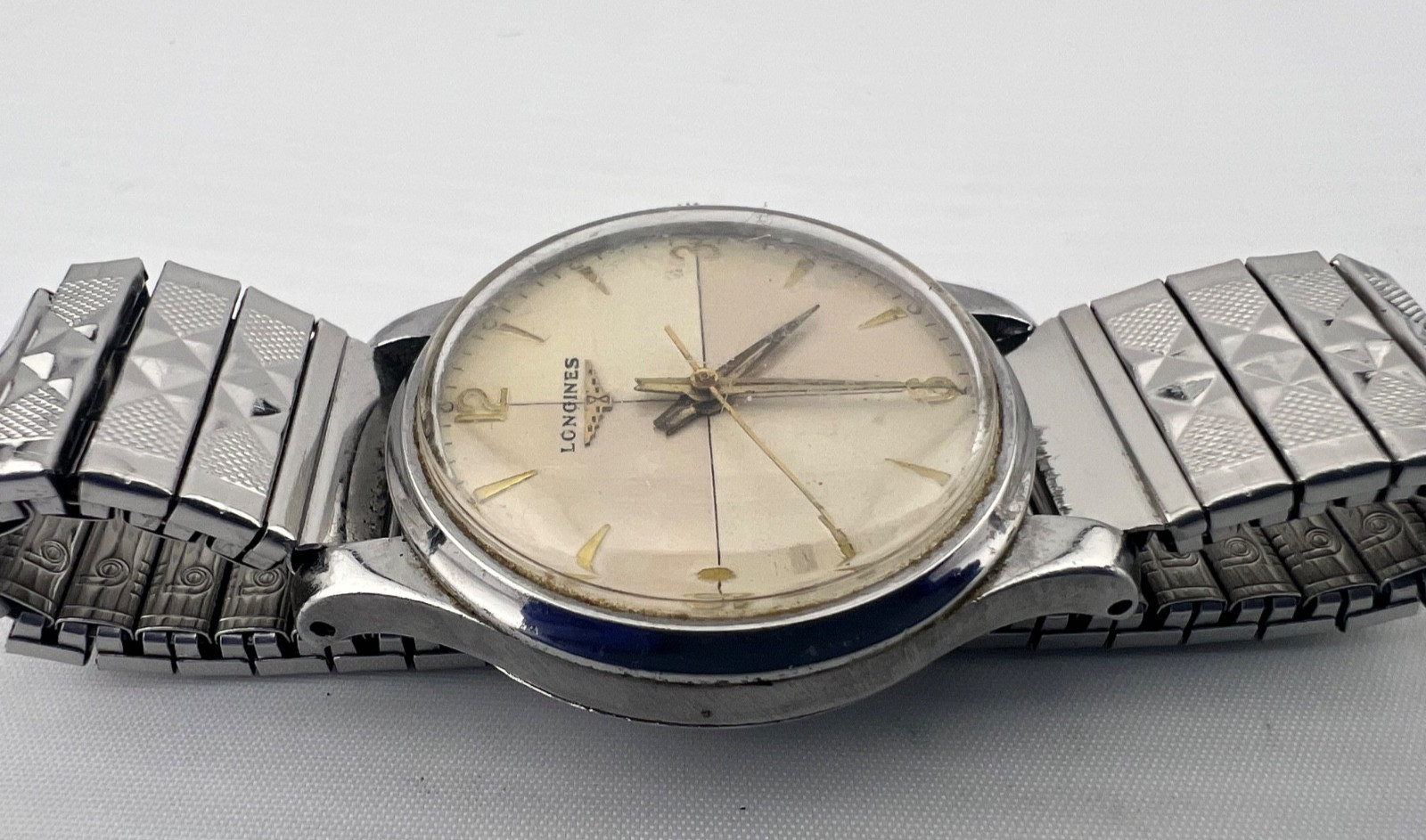1942 LONGINES WW2 Era Watch, 12L Manual Movement, 2 Tone Dial, SS Case, Runs!